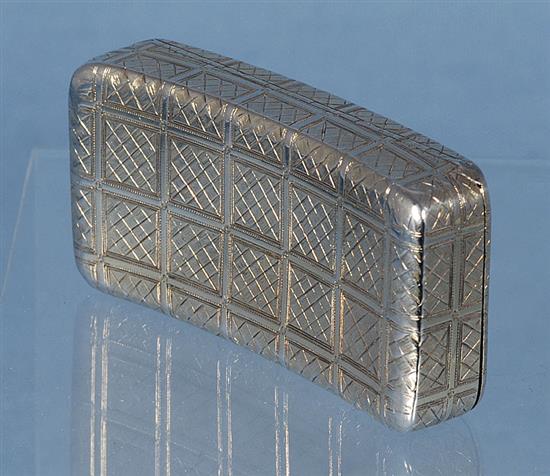 A George III silver gilt snuff box, Length 80mm. Weight: 2.5oz/80grms.
